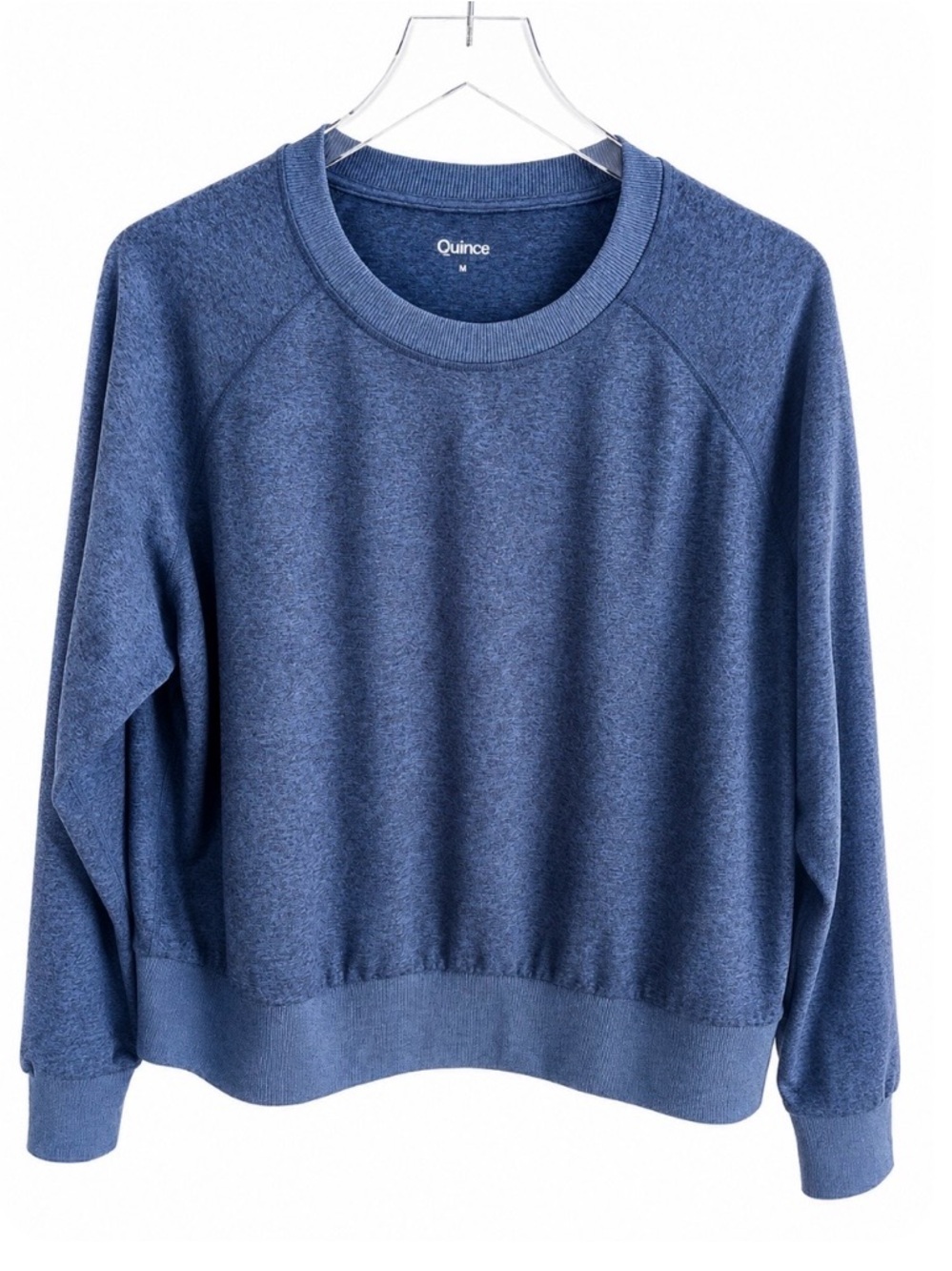 Quince Flowknit Pullover Crew Sweatshirt Heather Navy Medium
